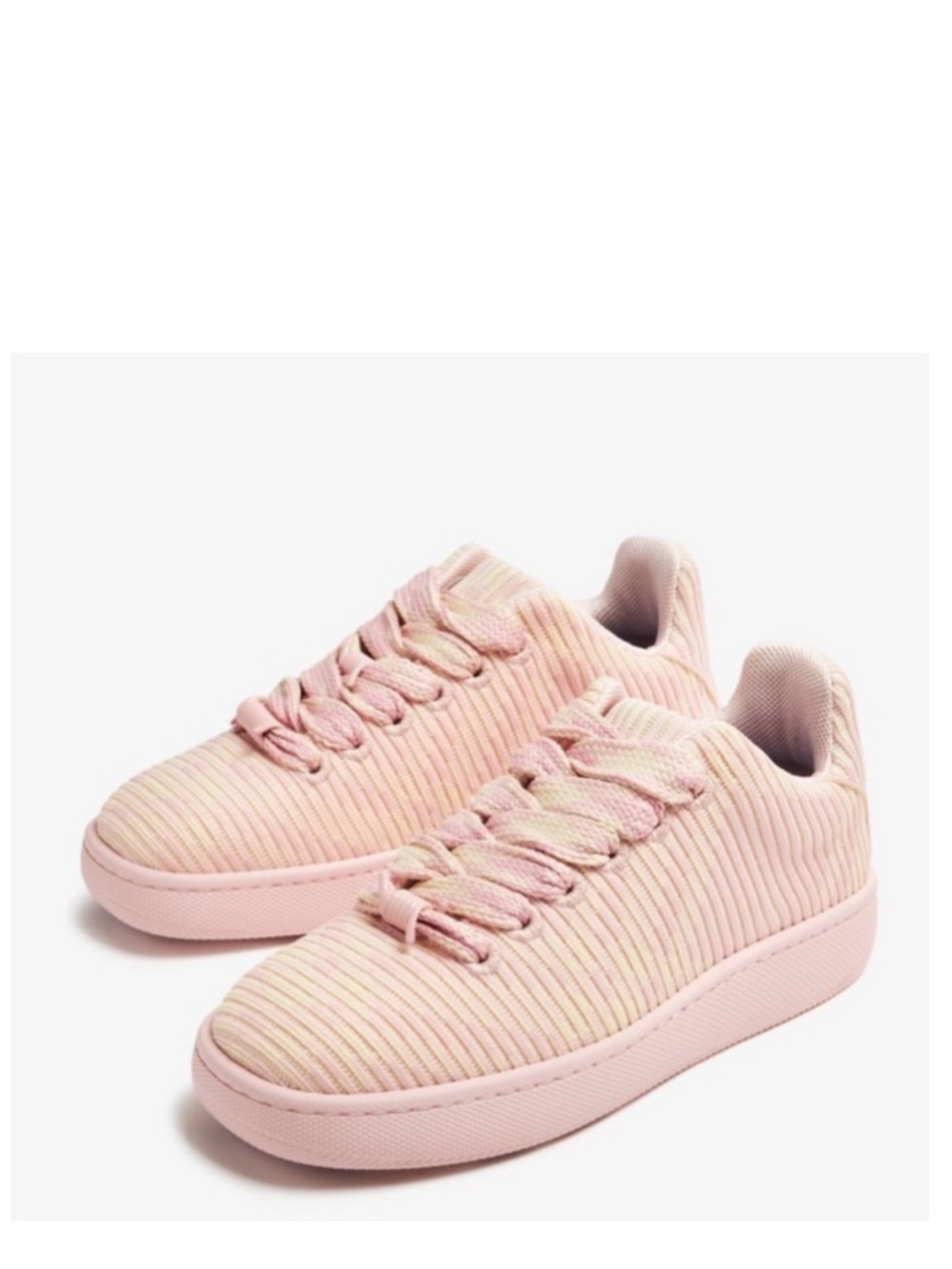 Burberry Knit Box Checked Low Top Sneaker Athletic Shoe Pink Crm EU 39 NIB $950